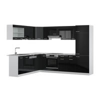 ECKKÜCHE R-Line Schwarz Hochglanz 227 x 287 cm ohne AP - Schwarz Hochglanz/Weiß, Holzwerkstoff (287/81.6/46cm) - Vicco