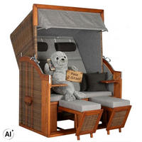 STRANDKORB Tinnum 2 Sitzer Pinie PE griseum - Braun/Grau, Metall (115/38/92cm) - Mr. Deko