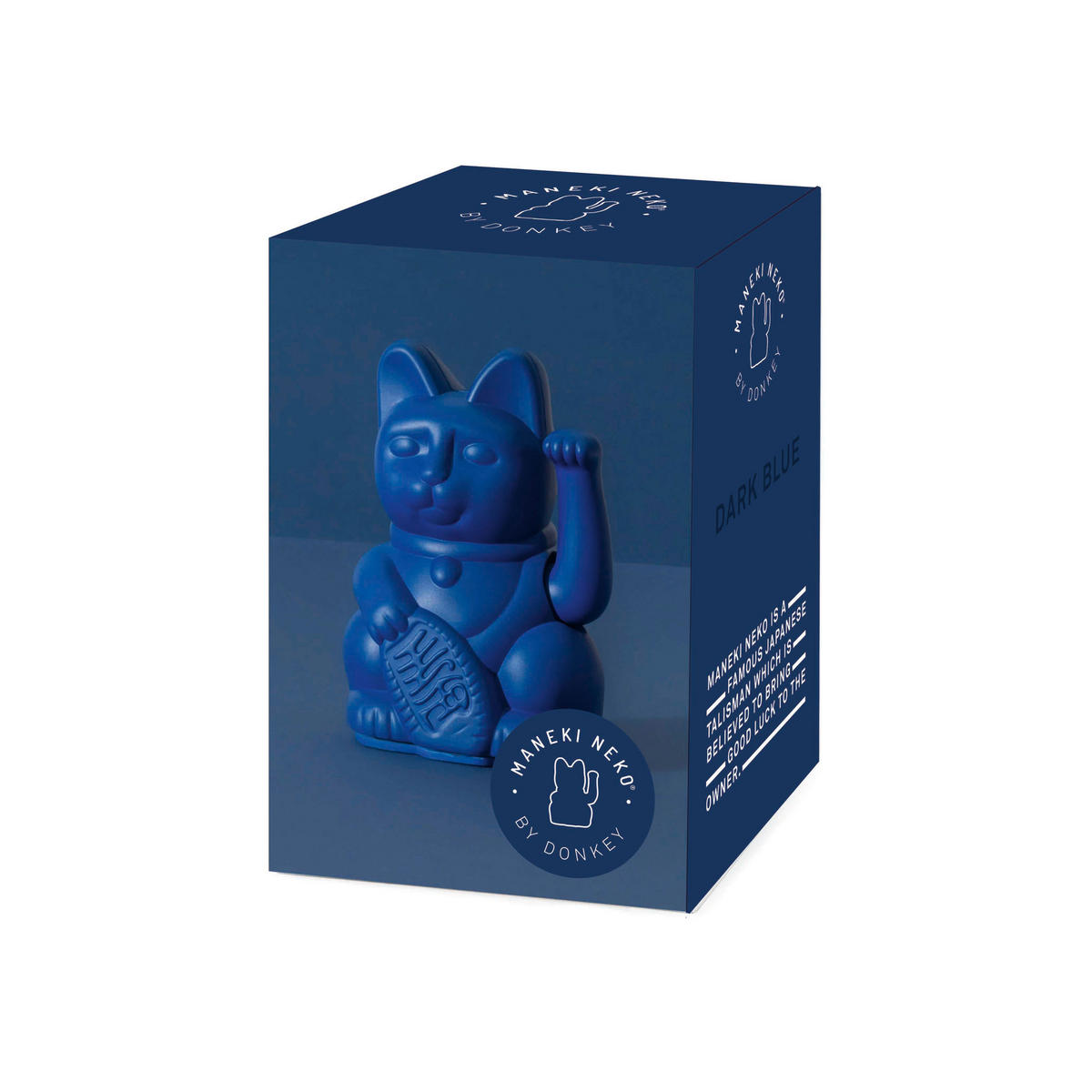 WINKEKATZE Lucky Cat Mini Maneki Neko, Kunststoff, Dunkelblau, 9.8 cm - Blau, Kunststoff (6.7/9.8/5.2cm) - Donkey Products