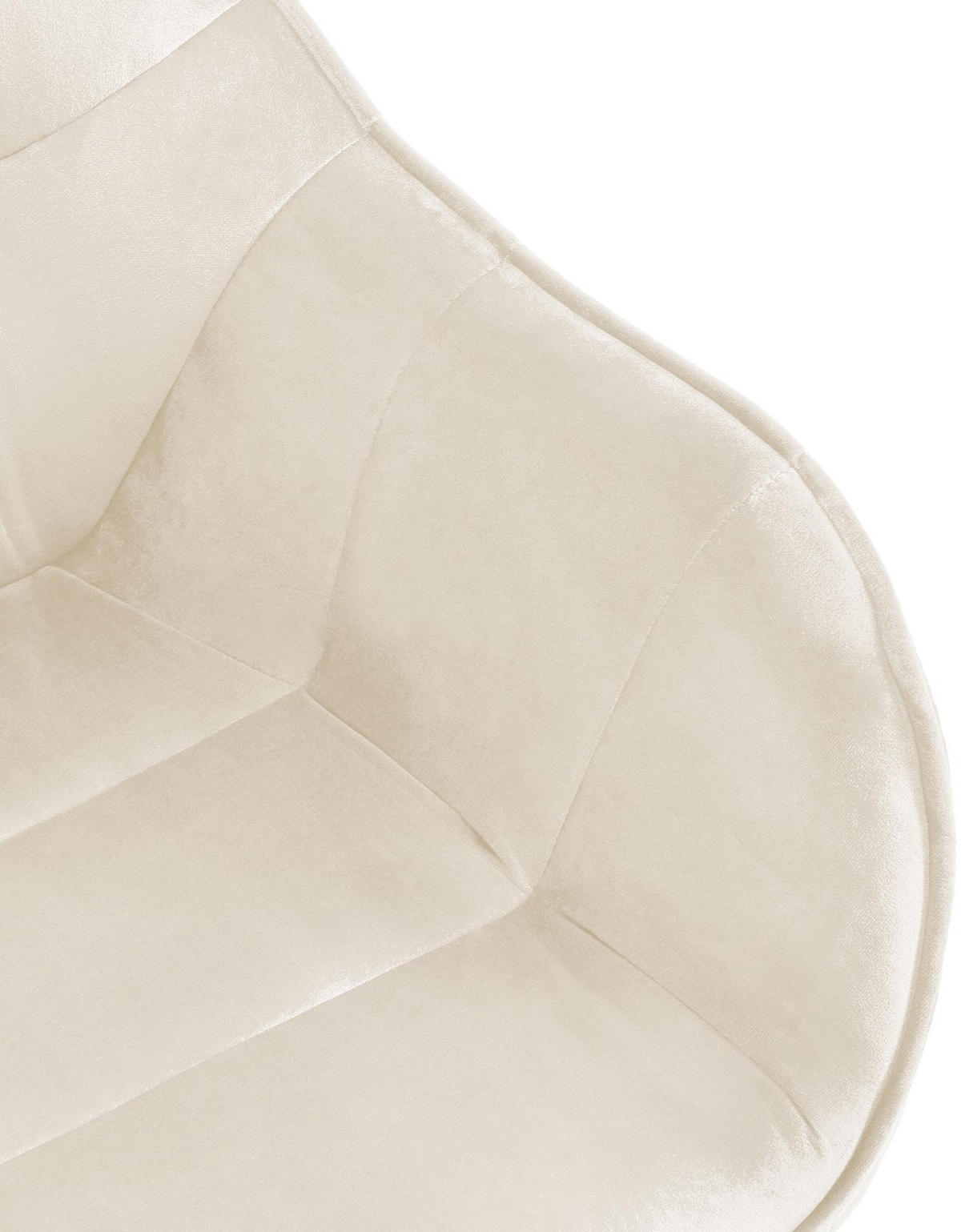 ARMLEHNENSTUHL Samt Creme - Creme/Schwarz, Textil/Metall (57/90/63cm) - CLP