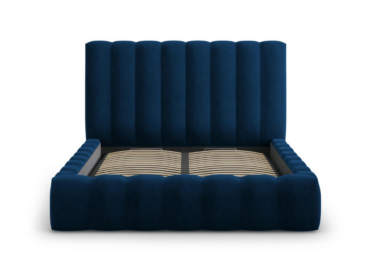 BETT mit Bettkasten und Kopfteil Kelp aus Samt königsblau 160x200cm - Blau, Textil (160/200cm) - Micadoni