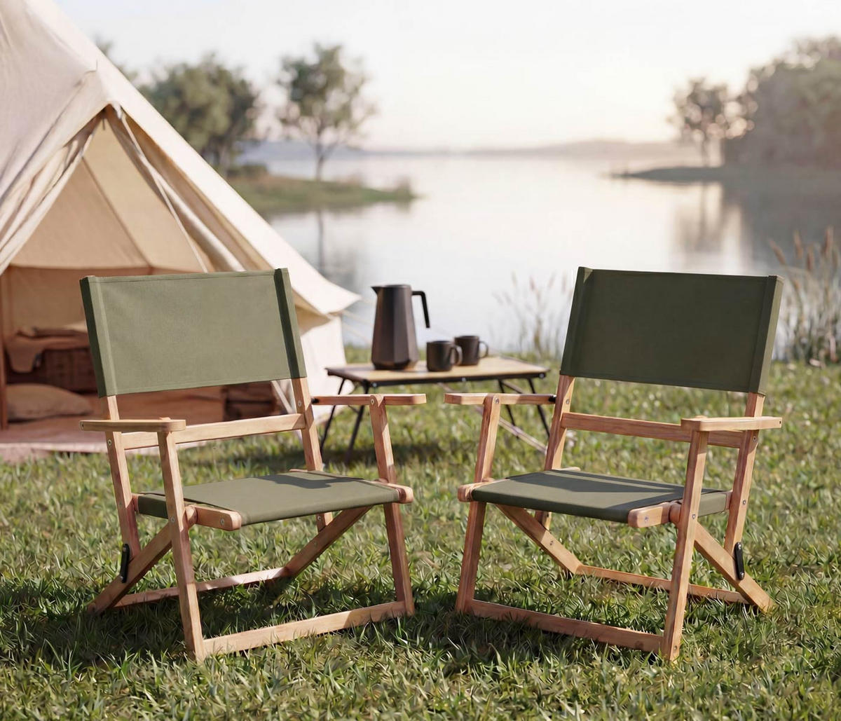 BAMBUS CAMPINGSTUHL Grün - Grün, Textil (61/64/42cm) - MCW