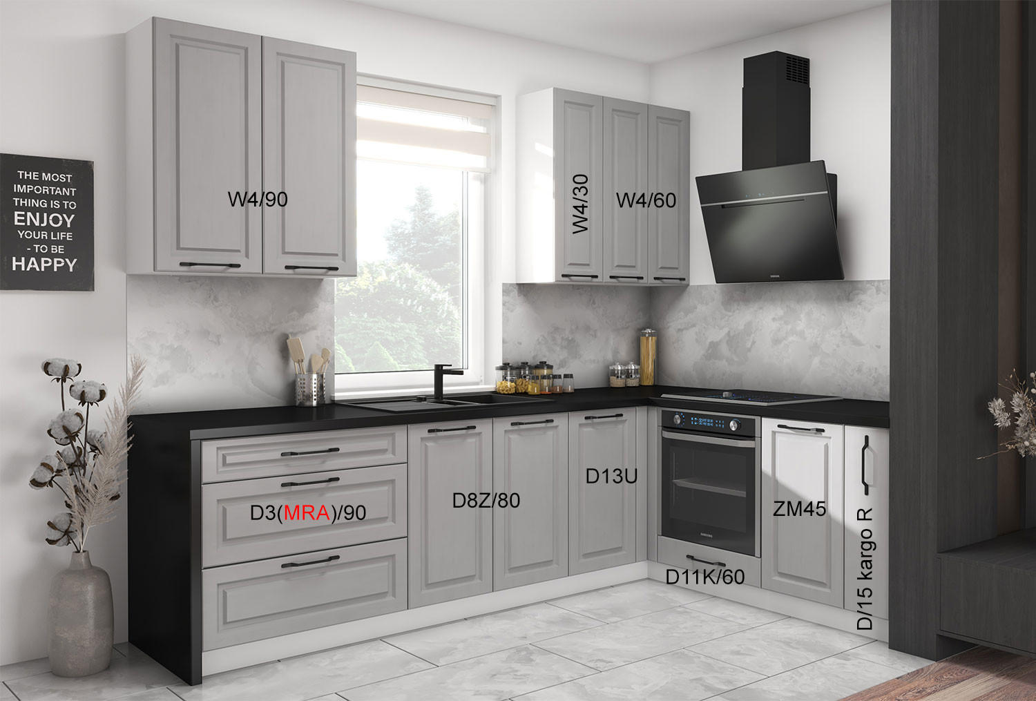 Thumbnail - Feldmann-Wohnen Winkelküche, Grau, Weiß, Metall, L-Form,Rechteckig, 275x228x186 cm, Küchen, Küchenzeilen & Küchenblöcke,...