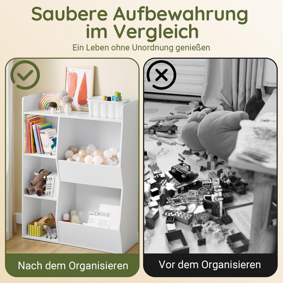 KINDERREGAL Weiß - Weiß, Holzwerkstoff (80/104/34cm) - SoBuy