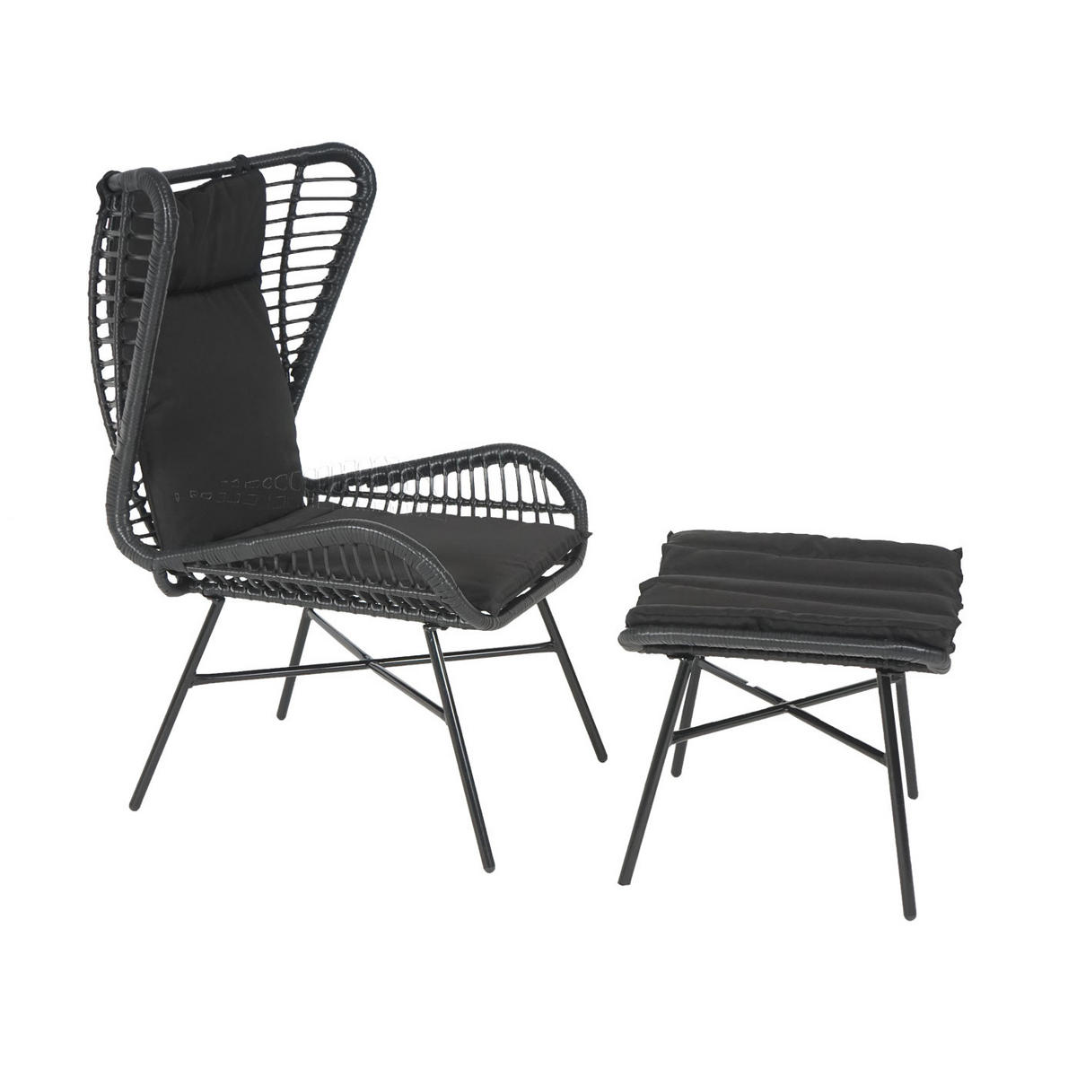 POLY-RATTAN SET G17B Anthrazit - Anthrazit, Kunststoff (68/103/70cm) - MCW