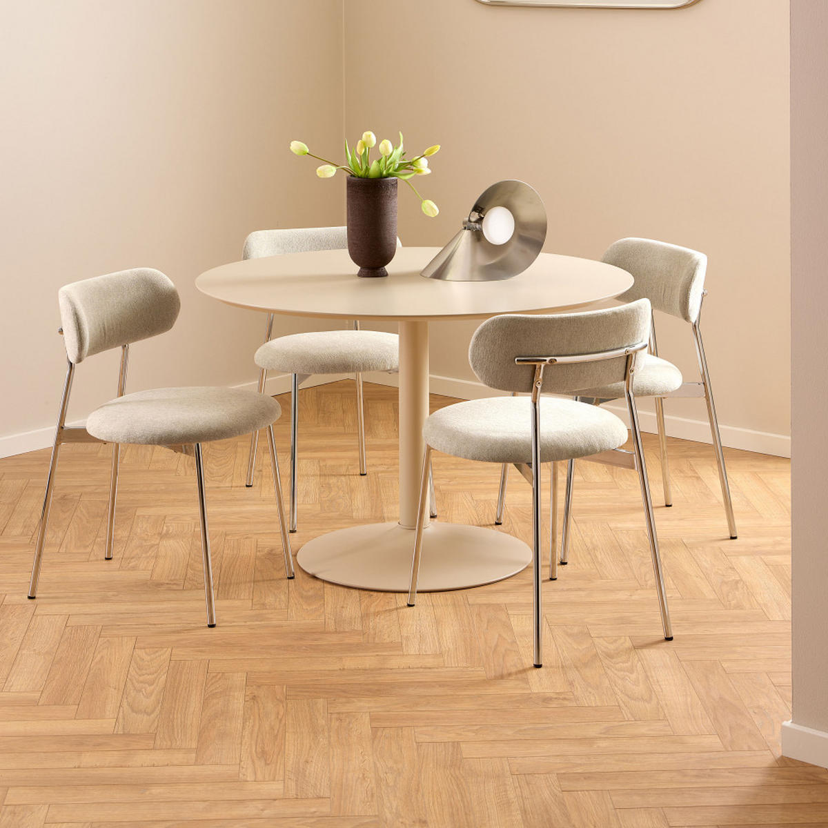 DESIGN-STUHL - Beige - 2er-Set - Beige, Textil (52/78/48cm) - Drawer