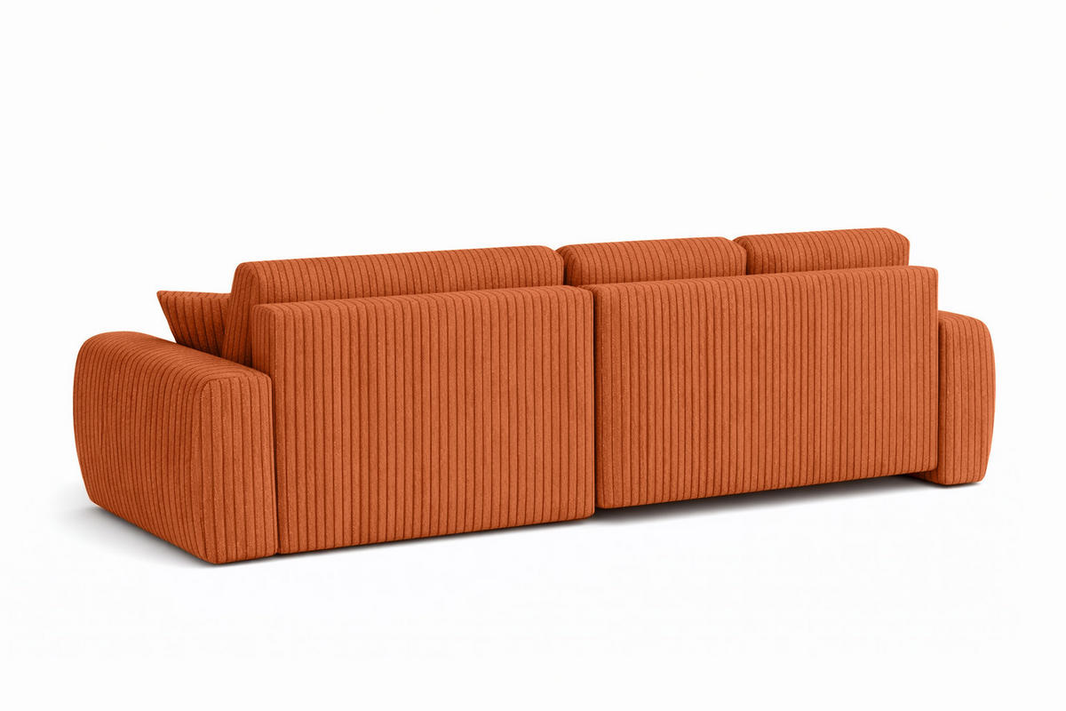 ECKSOFA Mit Schlaffunktion Und Bettkasten L-Form Ivo L, Cordstoff Poso, Kupfer, Links - Orange, Holz (250/142cm) - Kaiser Möbel