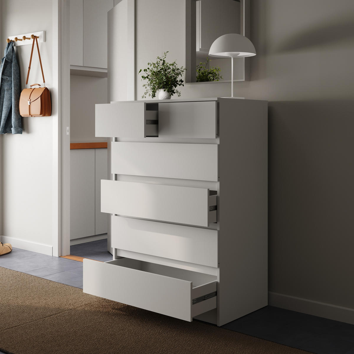 KOMMODE 80 cm Breite mit 6 Schubladen in Weiß - Weiß, Holzwerkstoff (80/120/50cm) - Home Collective