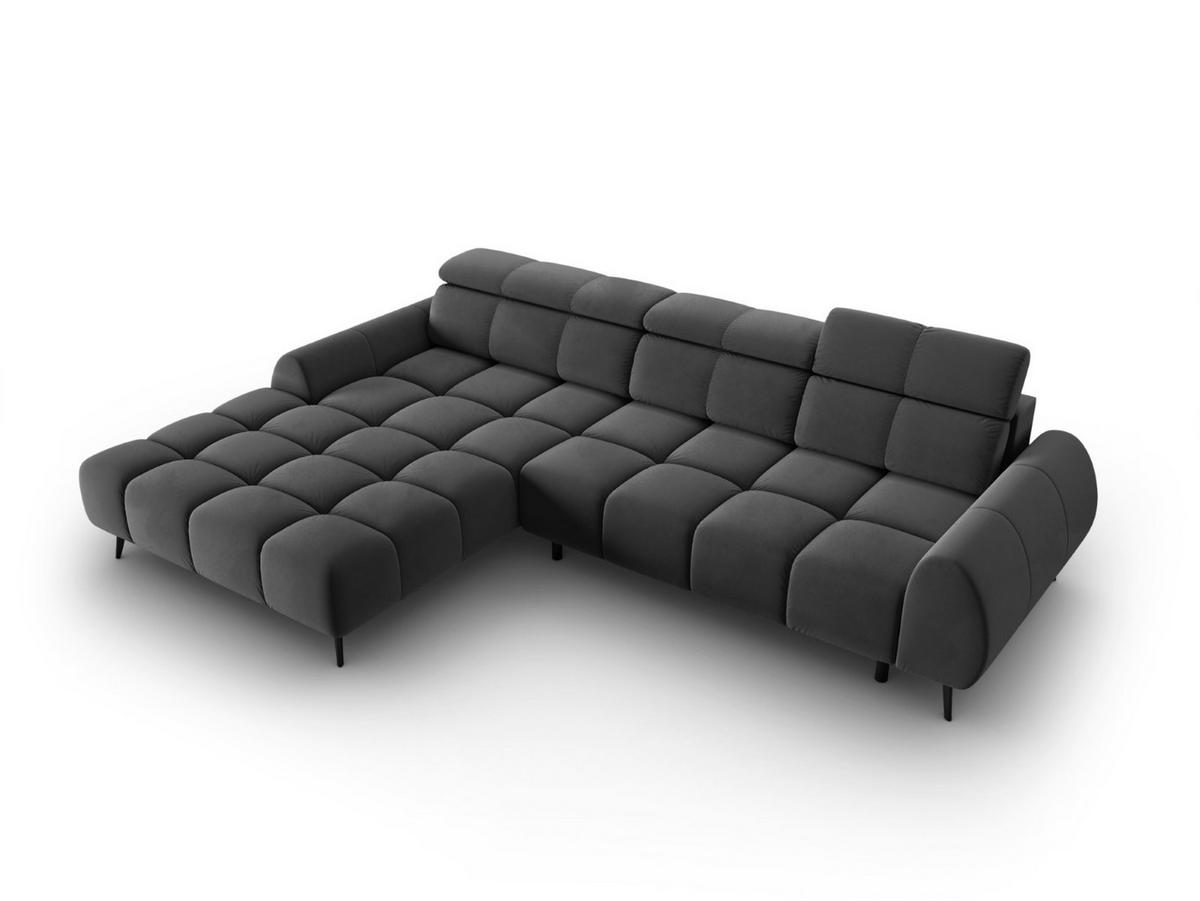 ELEKTRISCHES-ECKSOFA links Alyse aus Samt grau 5 Sitzplätze - Grau, Textil (188/295cm) - Micadoni