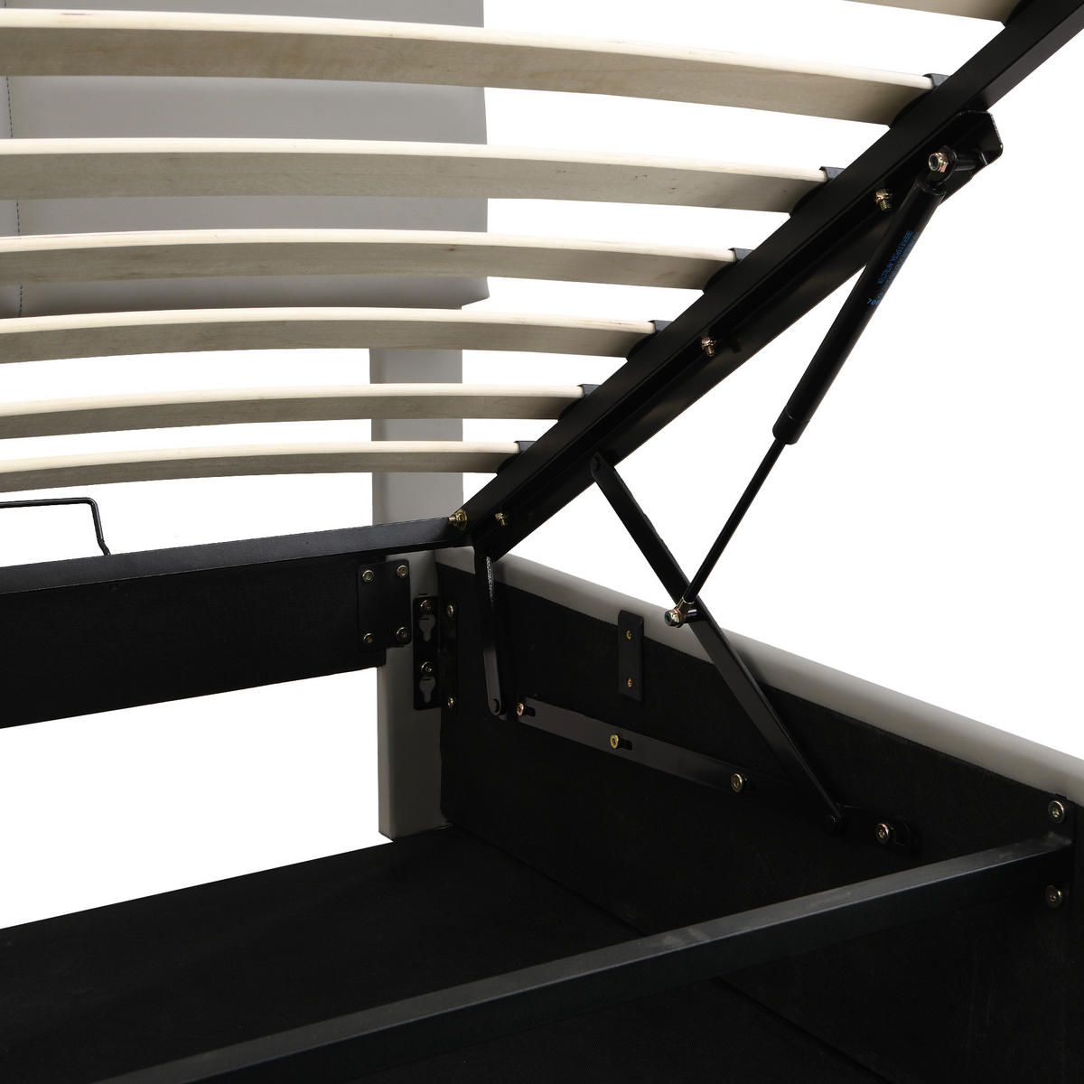 POLSTERBETT 180x200 LED Hydraulik Stauraum Kunstleder Hellgrau - Grau, Leder (180/200cm) - FLIEKS