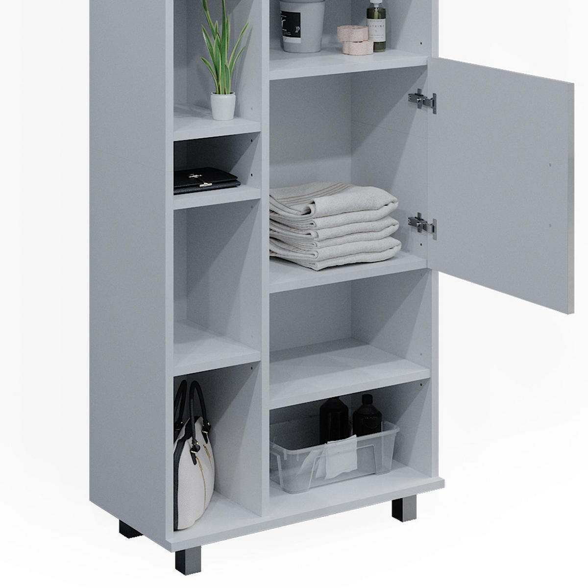 BADMÖBEL-SET Ilias Weiß Hochglanz 4 Teile - Weiß Hochglanz/Weiß, Holzwerkstoff (60/60/33cm) - Vicco