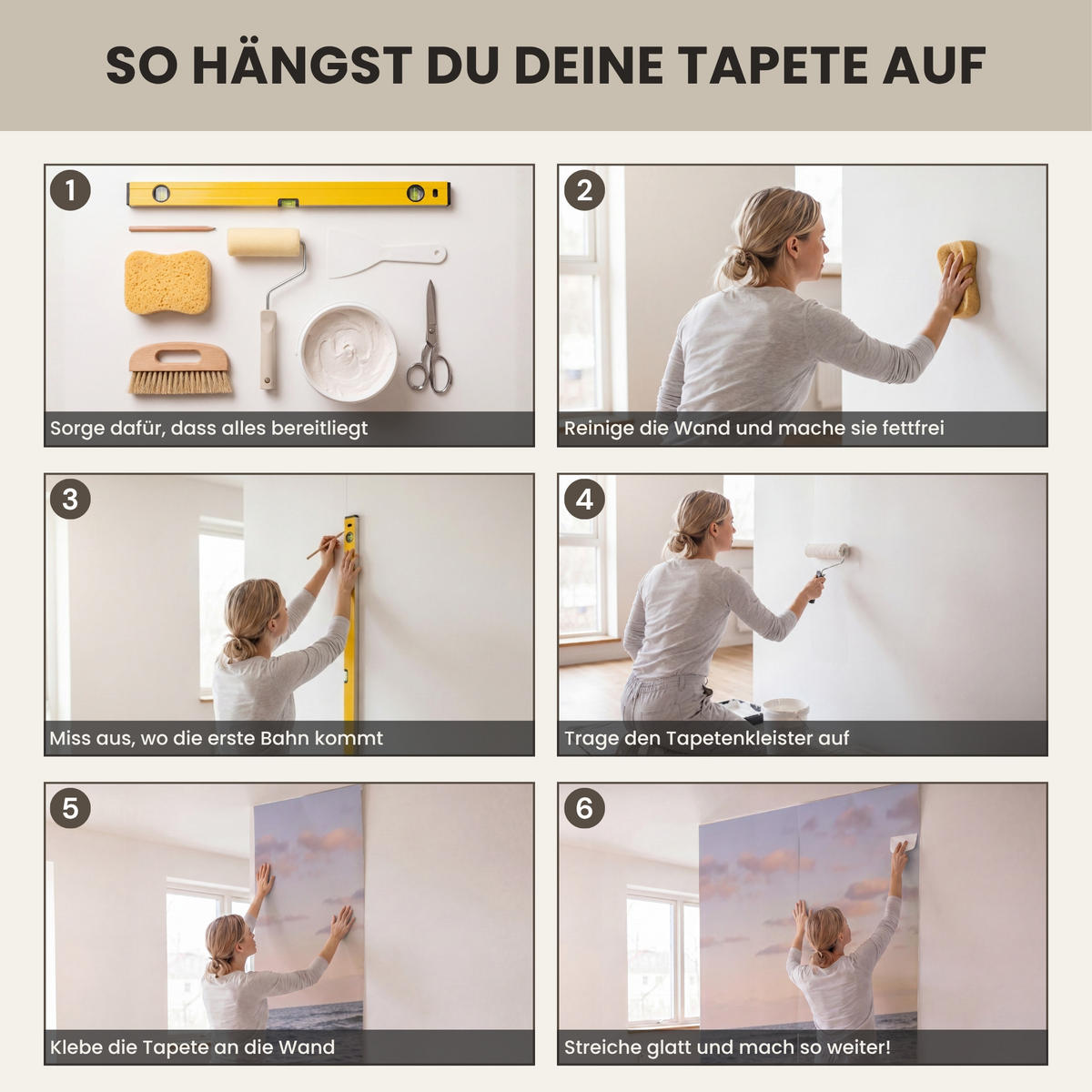 TAPETE - Strand - Brandung - Wolken - 500x280 cm - Hellrosa, Papier (500/280cm) - OnlyWow