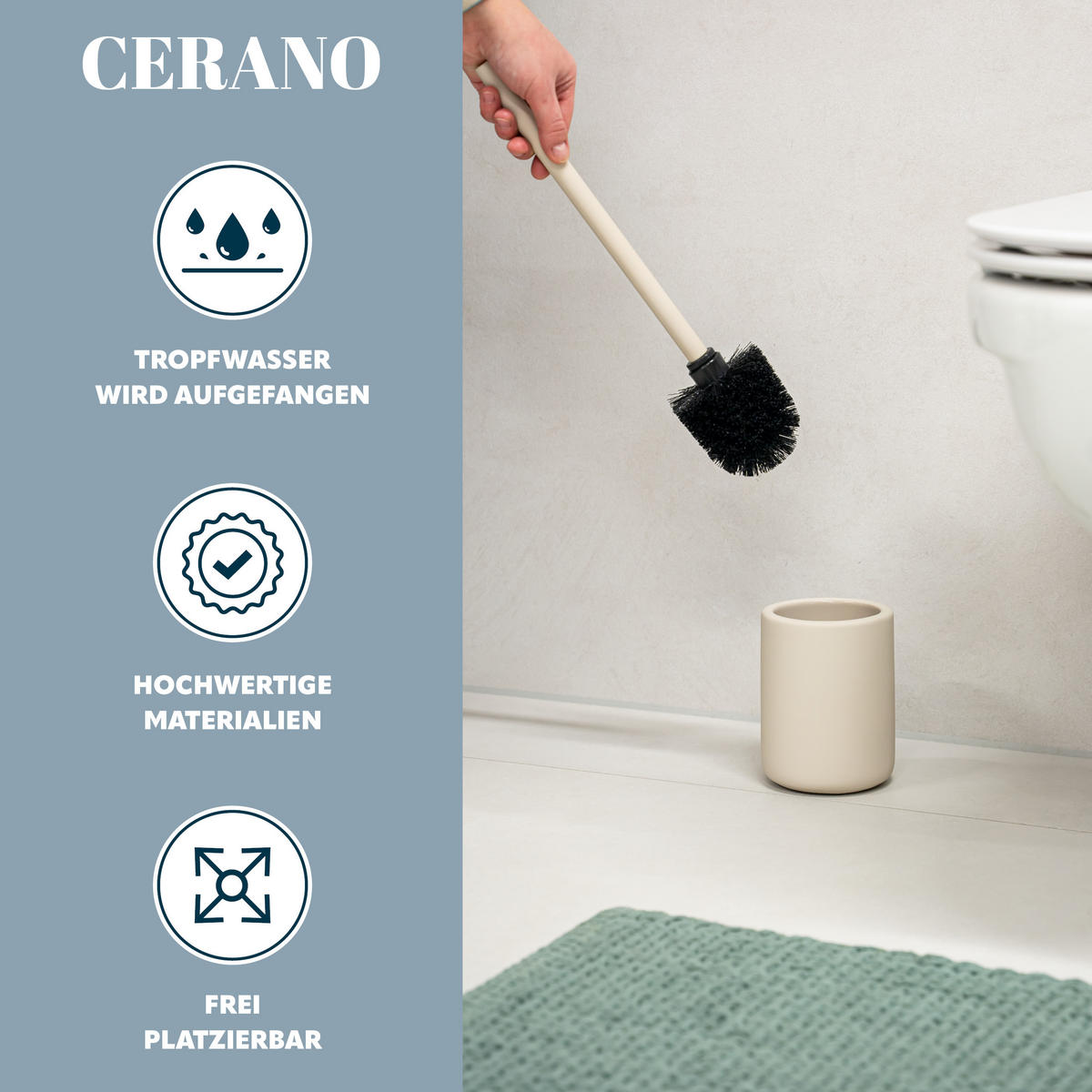 WC-GARNITUR CERANO, Keramik, beige - Beige, Keramik (10.5/39.5/10.5cm) - eluno