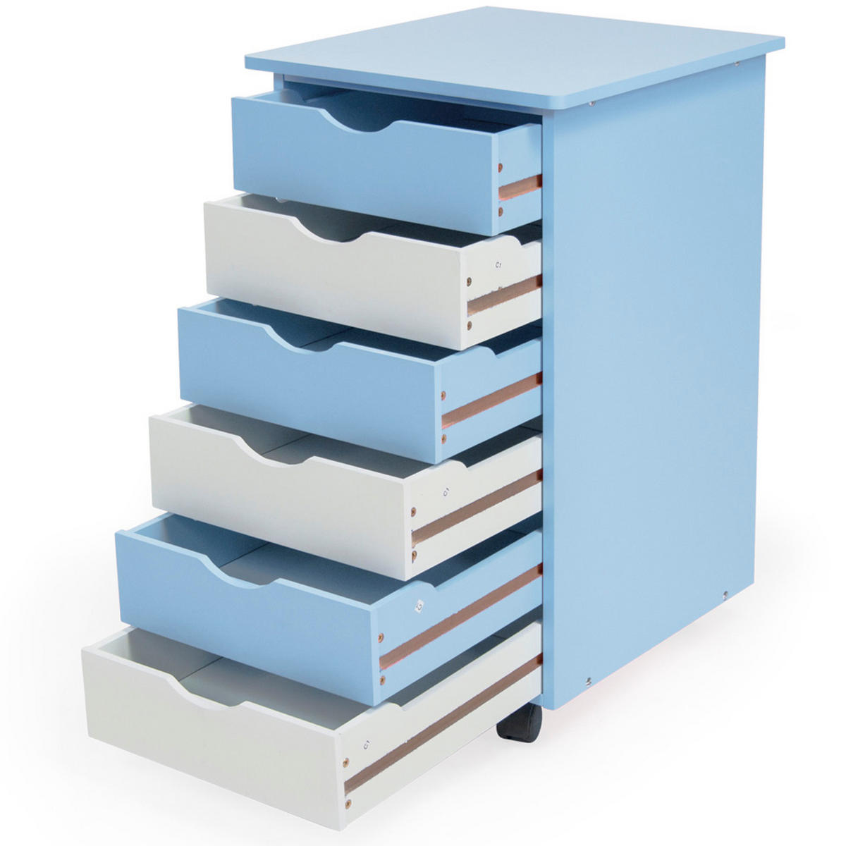 ROLLCONTAINER ,einfache Montage, 36 x 40 x 65 cm,blau - Blau, Holz (40/65/36cm) - tectake