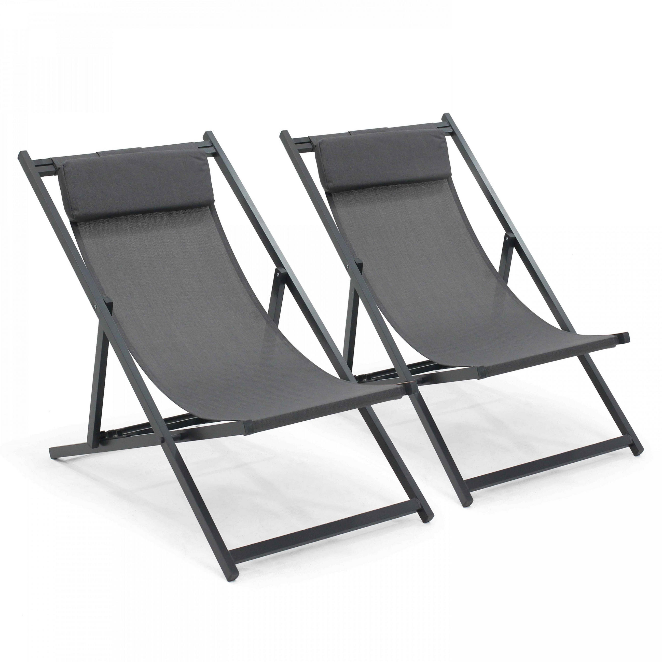 LIEGESTUHL 2-tlg., Grau - Grau, Metall (61/74/102cm) - Oviala