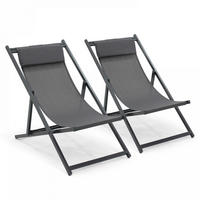 LIEGESTUHL 2-tlg., Grau - Grau, Metall (61/74/102cm) - Oviala