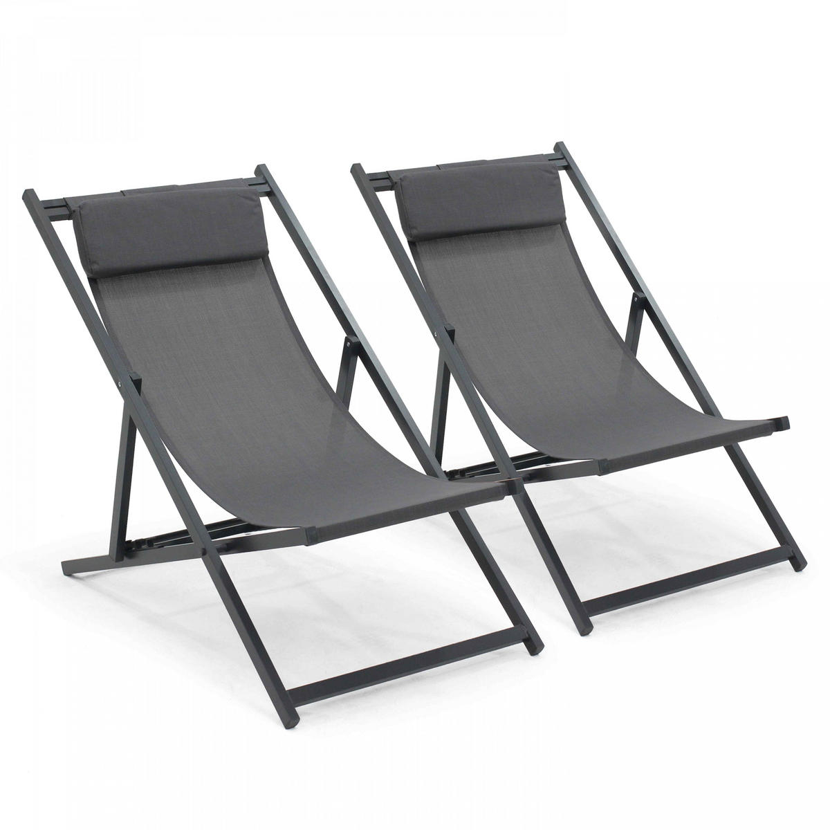 LIEGESTUHL 2-tlg., Grau - Grau, Metall (61/74/102cm) - Oviala