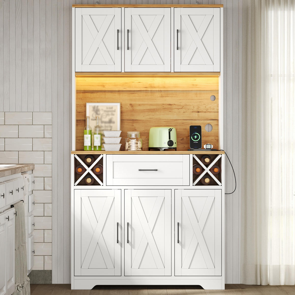 GESCHIRRSCHRANK Naturfarben 105/40/180 - Naturfarben, Holzwerkstoff (105/180/40cm)