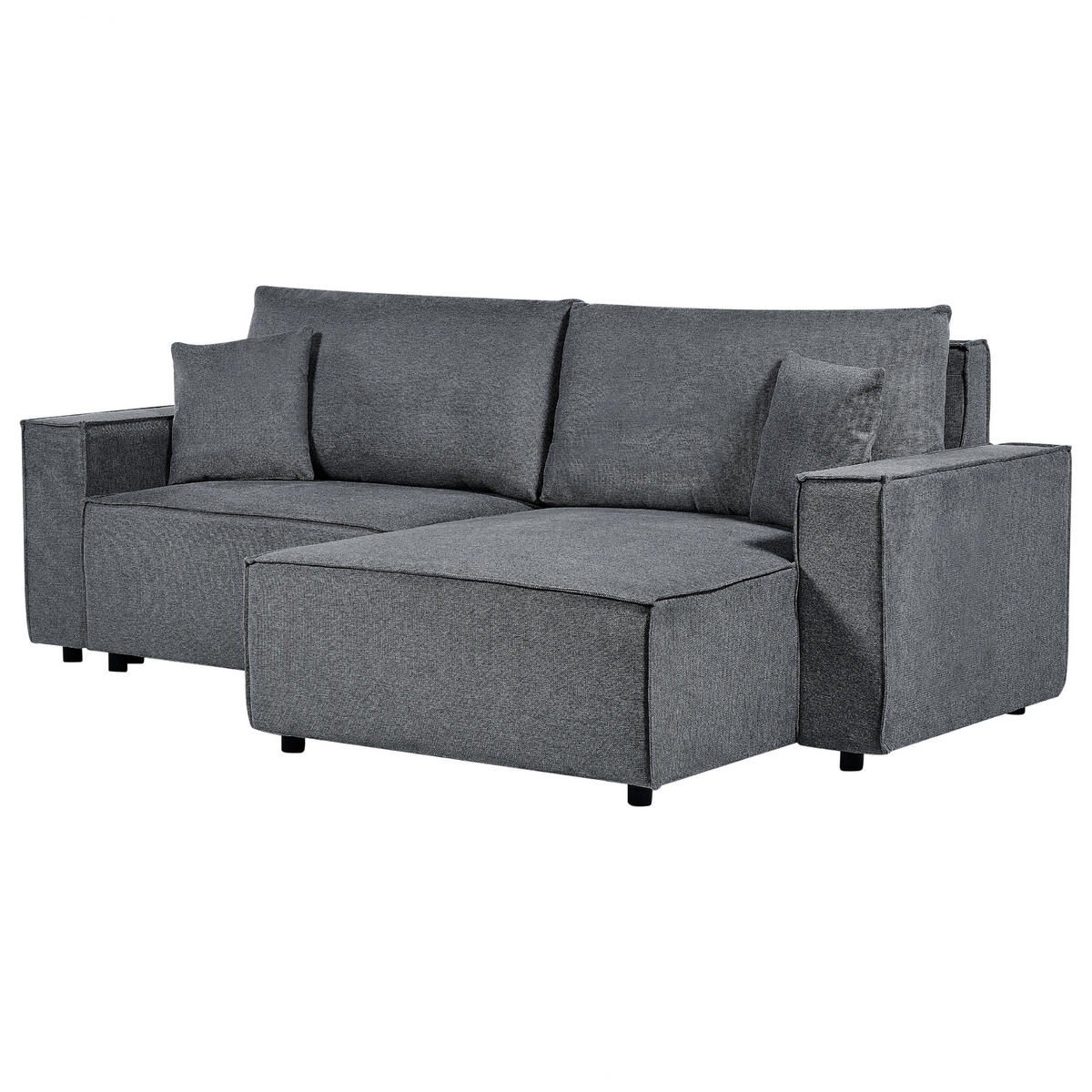 3-SITZER-ECKSOFA dunkelgrau rechtsseitig mit Schlaffunktion Stauraum Karila - Dunkelgrau, Textil (250/150cm) - Beliani