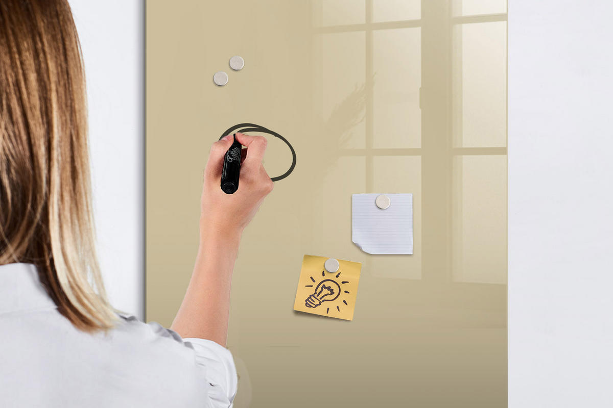 MAGNETTAFEL 60x90 Beige schwarzer Marker - Sandfarben, Glas (60/0.4/90cm) - TULUP