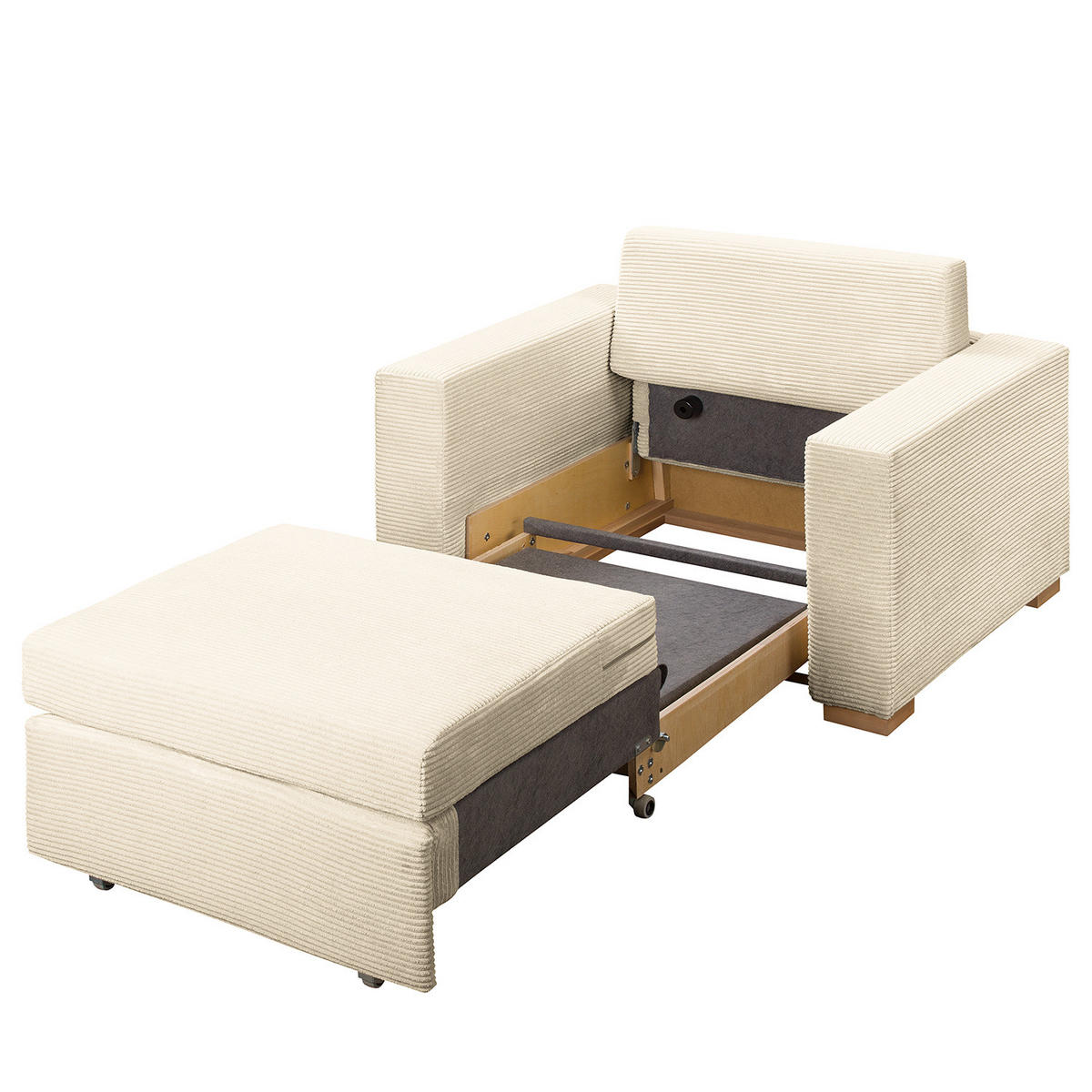 SCHLAFSESSEL - Beige/Buchefarben, Buchenholz/Textil (110/90/90cm) - home24