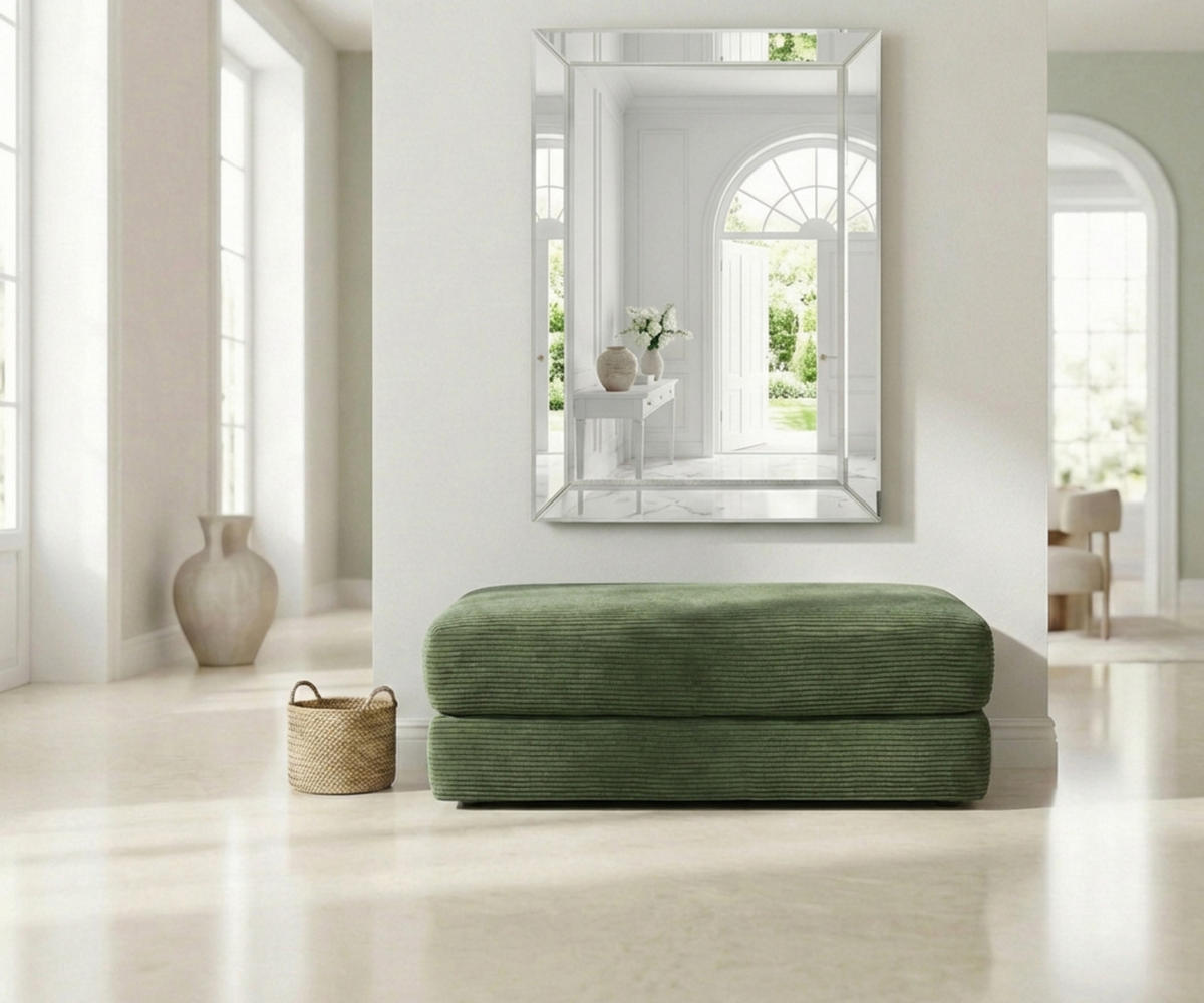 POLSTERHOCKER Federkern B124/T60/H40 cm Cord-Bezug Grün / 15256 - Schwarz/Grün, Kunststoff/Textil (124/40/60cm) - luma-home