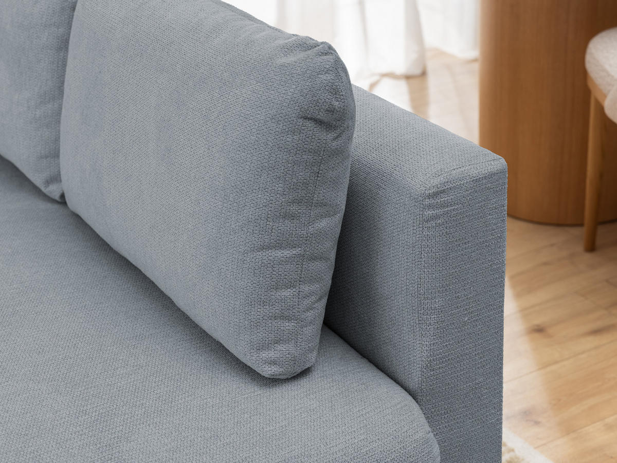 ECKSOFA inkl. Hocker Cardea mit Schlaffunktion in Bubble-Optik aus weichem Grau Strukturstoff und hohem Sitzkomfort - Ottomane rechts - Schwarz/Grau, Holz/Textil (230/170cm) - S-Style Möbel
