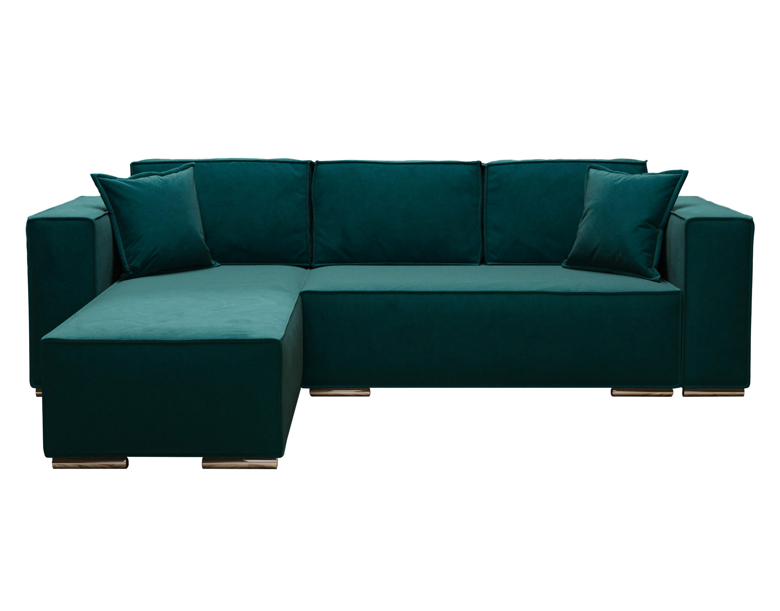 ECKSOFA L Form Vinoria Türkis 255/180/82 cm Links mit Schlaffunktion - Türkis/Chromfarben, Textil/Metall (180/255cm) - AX Living