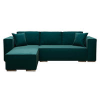 ECKSOFA L Form Vinoria Türkis 255/180/82 cm Links mit Schlaffunktion - Türkis/Chromfarben, Textil/Metall (180/255cm) - AX Living