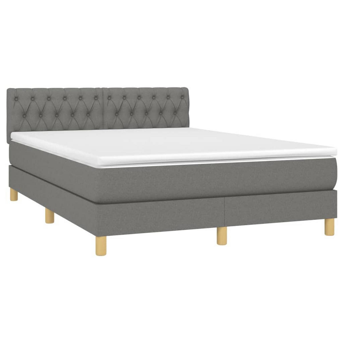 BOXSPRINGBETT mit Kopfteil, Matratze und Topper, 140/200 cm aus Stoff, Dunkelgrau - Grau, Textil - vidaXL