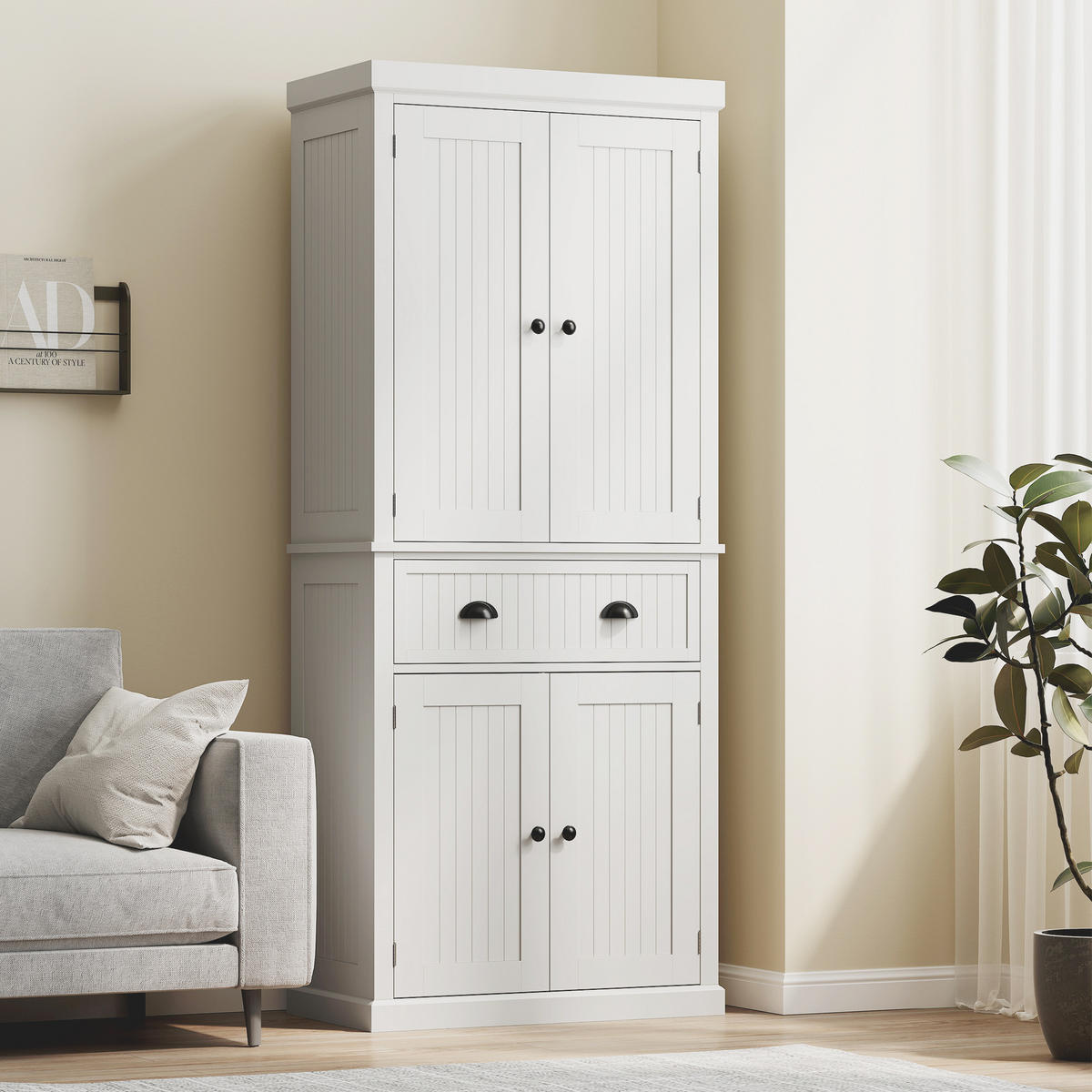 HIGHBOARD DE-11214 4 Türen Weiß - Weiß, Holzwerkstoff (40.2/183/76.2cm) - ComfortXL