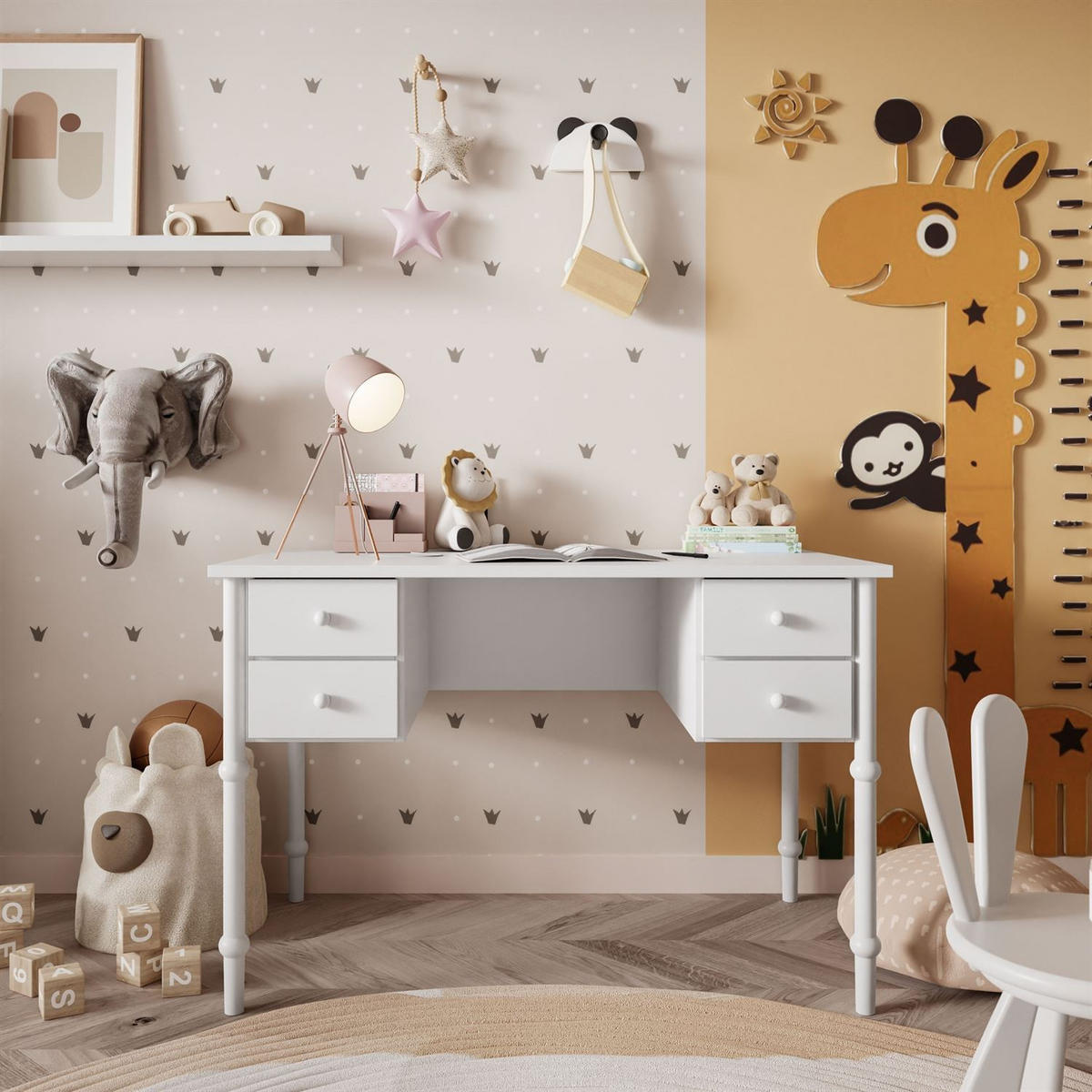 KINDERSCHREIBTISCH BABUSHKA, Weiß - Weiß, Holzwerkstoff (113/75/65cm)