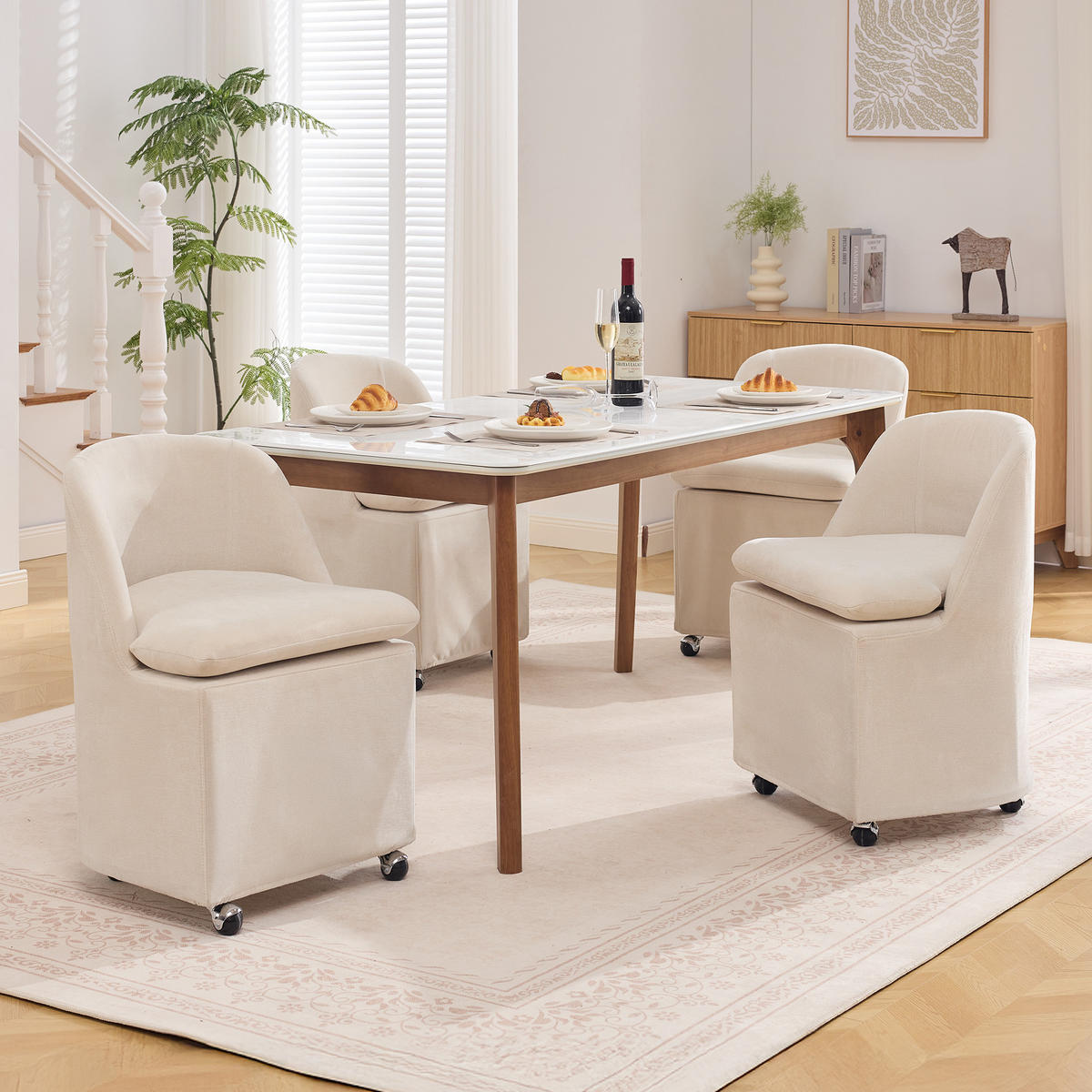 POLSTERSTUHL DE-36250 2er-Set mit Universalrollen Beige - Beige, Metall (53/78.5/53.5cm) - ComfortXL