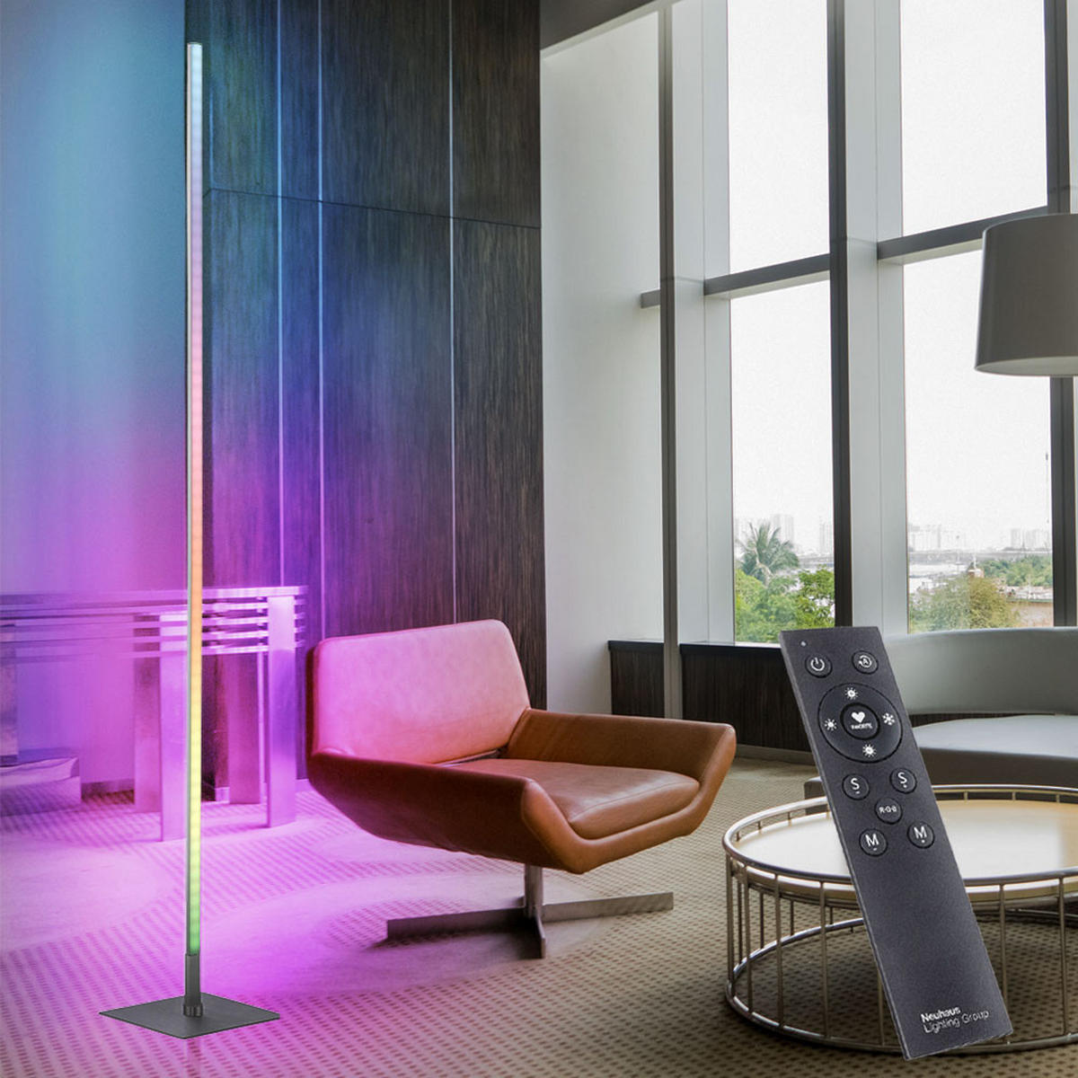 LED STEHLEUCHTE Silber dimmbar RGB - Silberfarben, Metall (20.5/20.5/151cm)