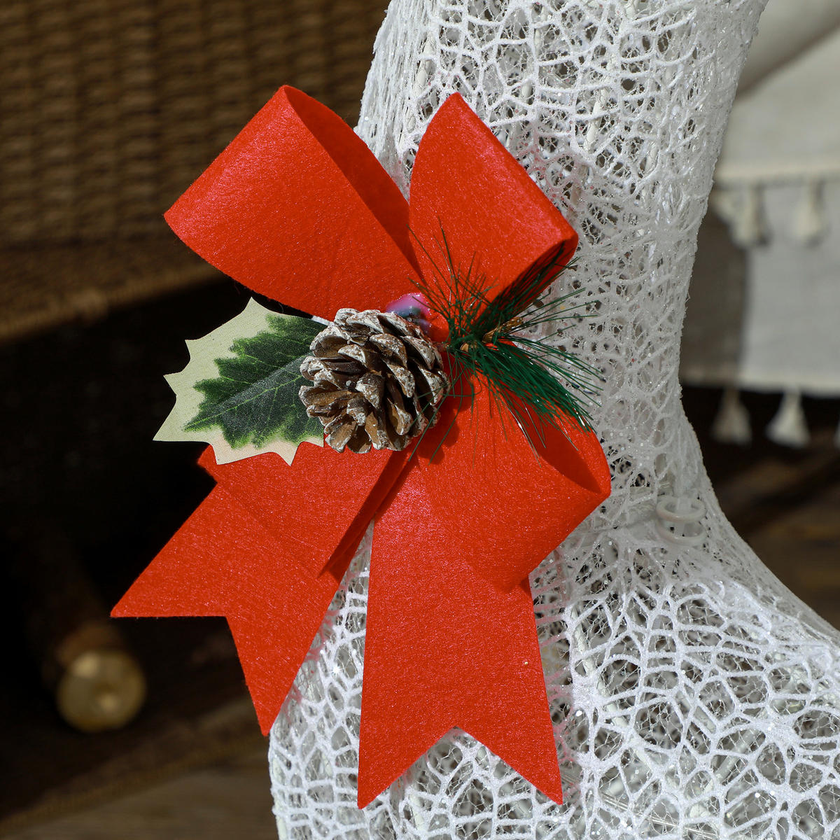 WEIHNACHTS-REH Weiß 50.0/29.0/42.0cm - Weiß, Metall (29/42/50cm)