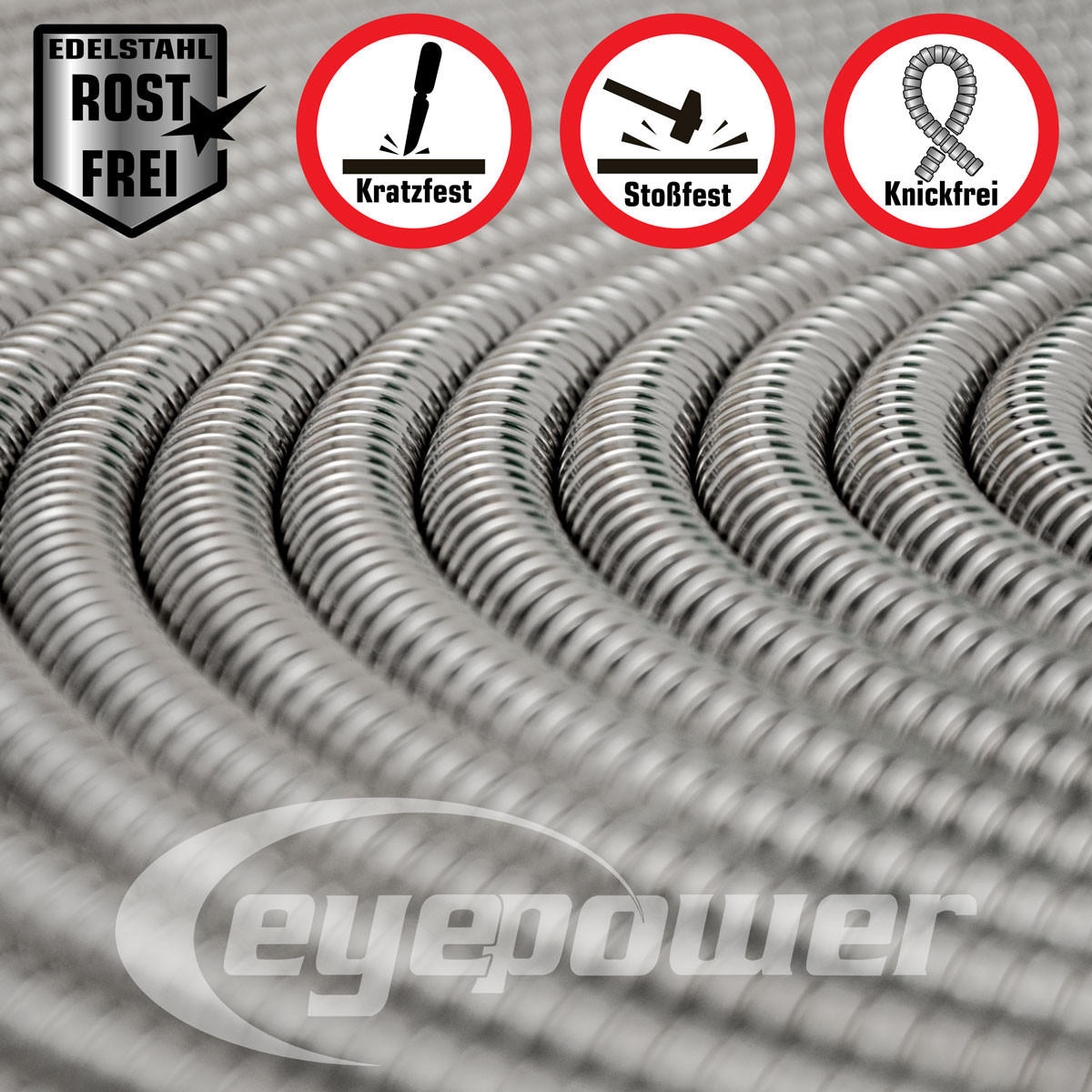 EDELSTAHL-GARTENSCHLAUCH 15 m - Silberfarben, Metall (1500cm) - eyepower