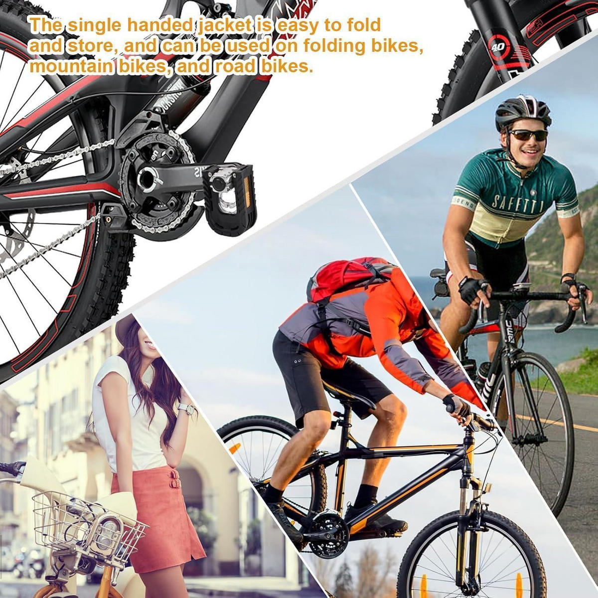 FAHRRADPEDALE Klapppedal mit Anti-Rutsch und Reflektoren Aluminium 9/16 Zoll - Schwarz, Metall (6.9/1.5/12cm)