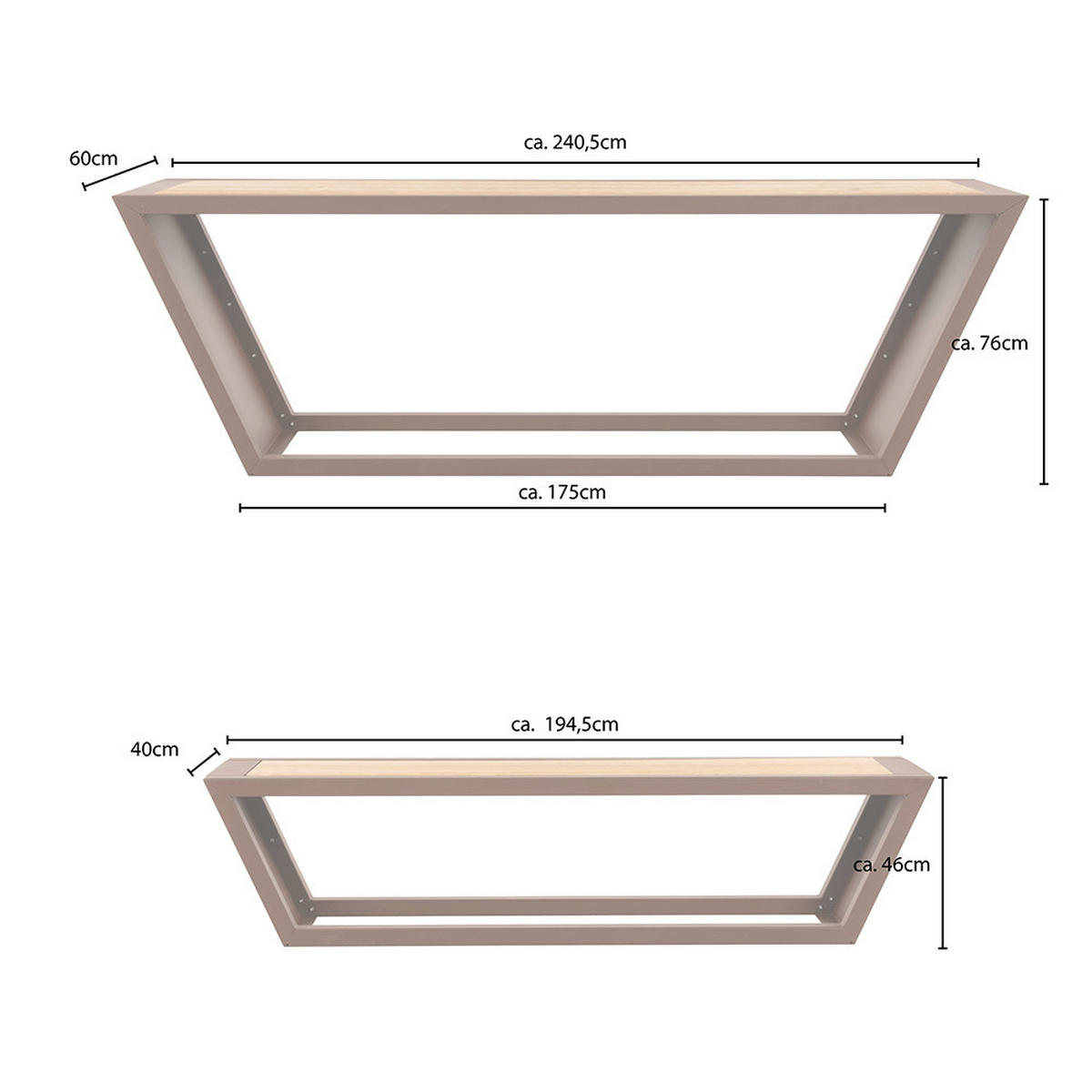 TISCHGARNITUR KOBON - Braun, Holz/Metall (1/1/1cm) - Home Deluxe