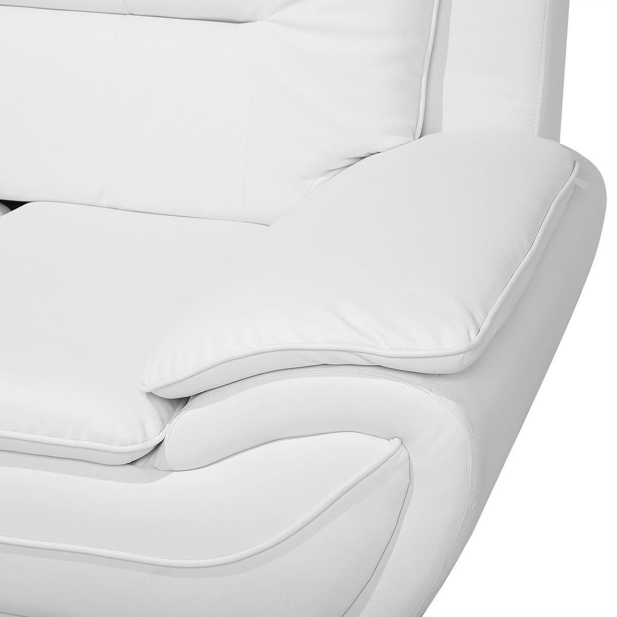 3-SITZER-SOFA Kunstleder Weiß Leira - Weiß, Kunststoff/Textil (201/88/86cm) - Beliani