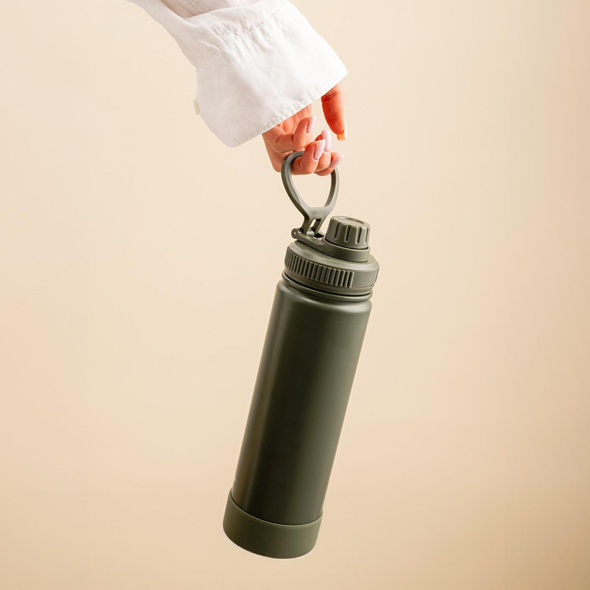 THERMOSFLASCHE Lunare Khaki 660 ml - Grün, Metall (0.66L) - Homla