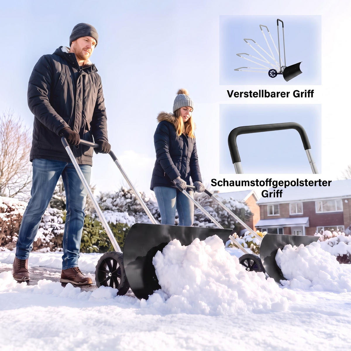 SCHNEESCHAUFEL Aluminium Schwarz - Schwarz, Metall (60/122/95cm) - Outsunny