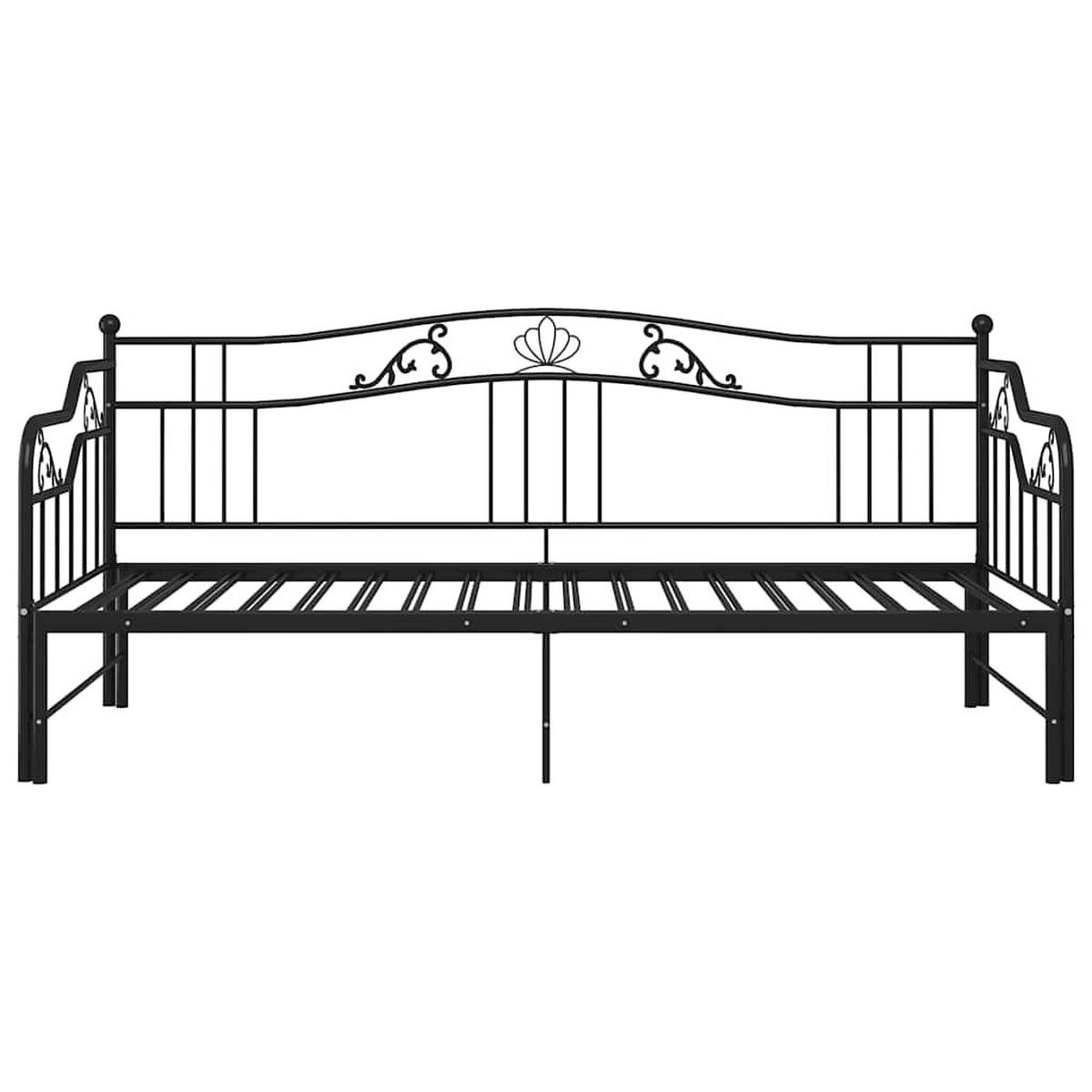 AUSZIEHSOFA Bettgestell Schwarz Metall 90/200 Cm - Schwarz, Metall - vidaXL