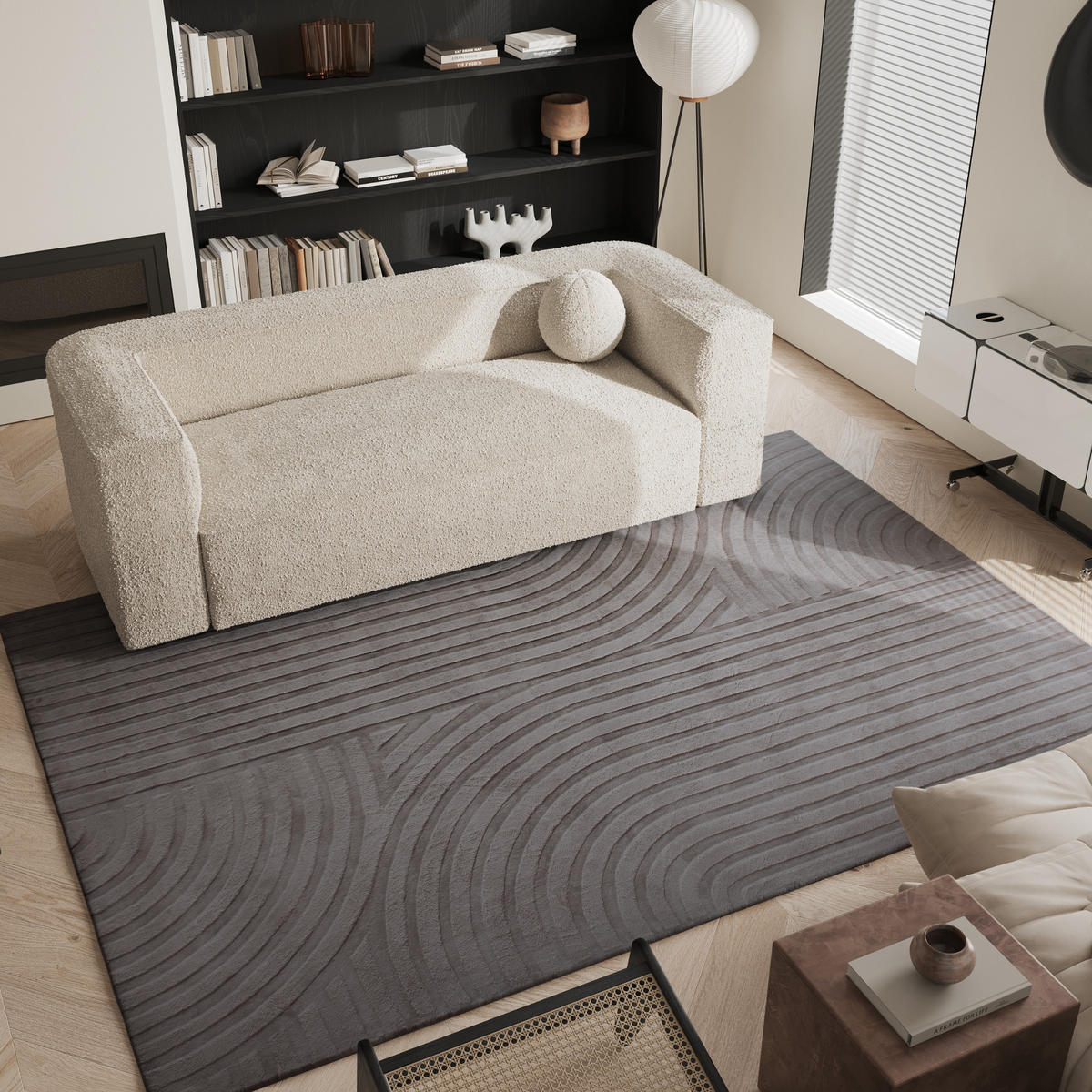 TEPPICHE Viskose Anthrazitgrau 230cm - Anthrazit, Textil (230/160cm) - Sia Home