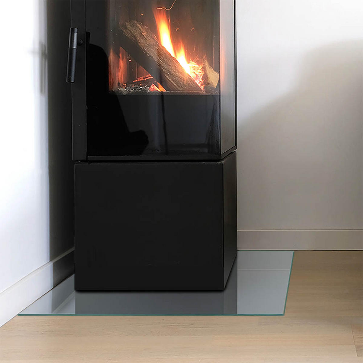 GLASPLATTE für Kamin 50 × 50 cm Grau - Grau, Glas (50/50/0.4cm) - ArtPrintCave