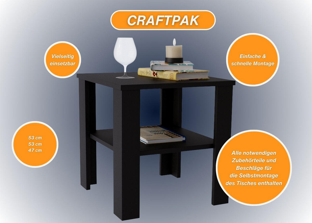 COUCHTISCH Lara53 53/47/53 - Schwarz, Holzwerkstoff (53/53/47cm) - RAUMHIRSCH FURNITURE