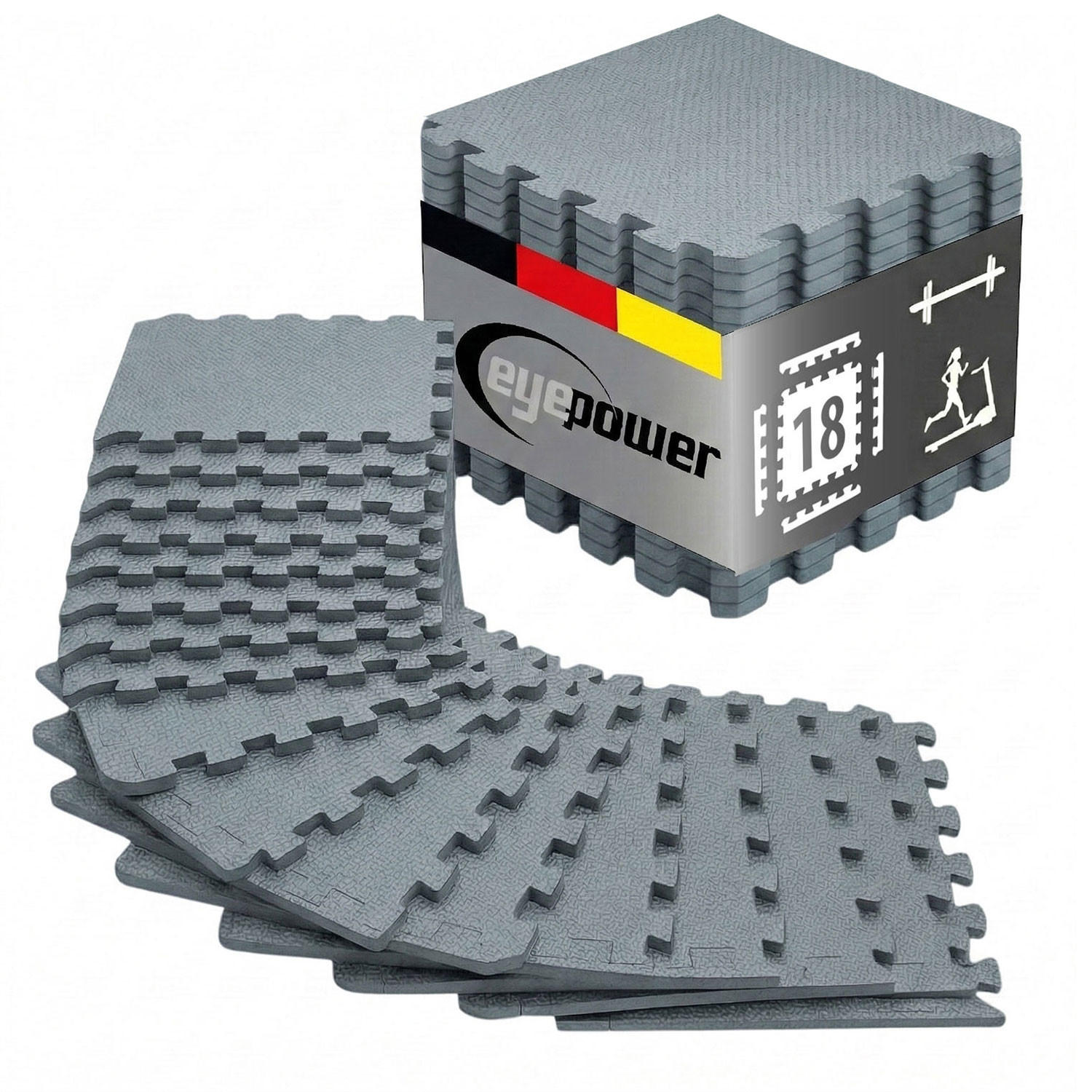 BODENSCHUTZMATTE 30x30x1 cm, Grau, 9er Set - Grau, Kunststoff (30/30cm) - eyepower