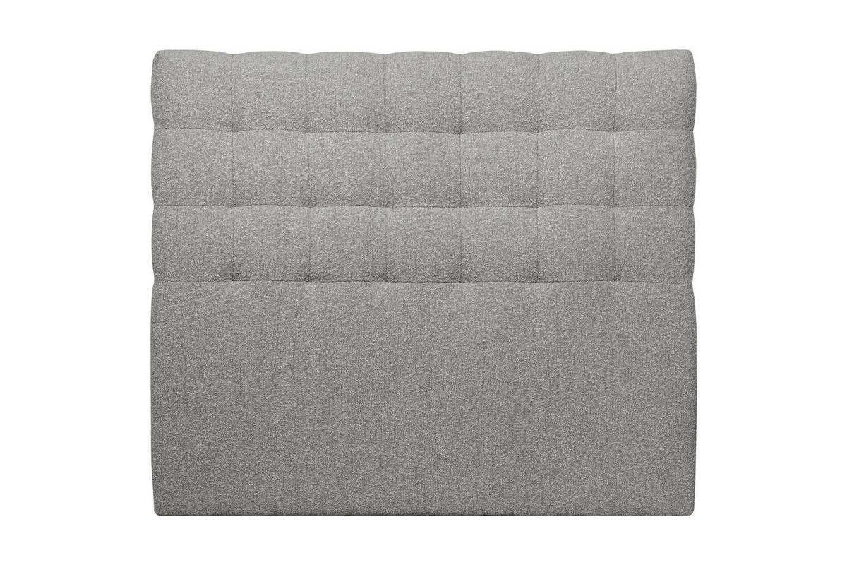 KOPFTEIL gepolstert - Gesteppt – grauer Bouclé-Stoff - 180 cm - Beige/Grau, Holz (180/120/10cm) - Sommeil de Plomb
