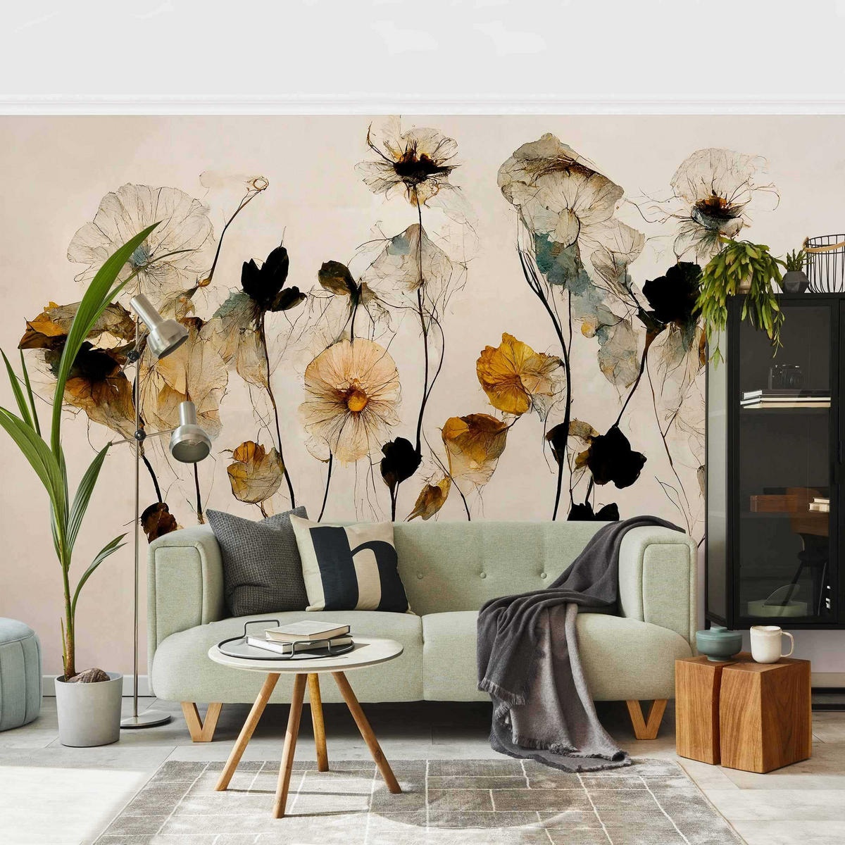 FOTOTAPETE Warme Blüten 432/290 cm - Eichefarben, Papier (432/290cm) - Bilderwelten