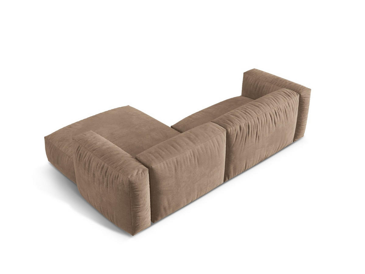ECKSOFA modular rechts Martina aus Samt dunkelbeige 2 Sitzplätze - Mokka, Textil (176/283cm) - Micadoni