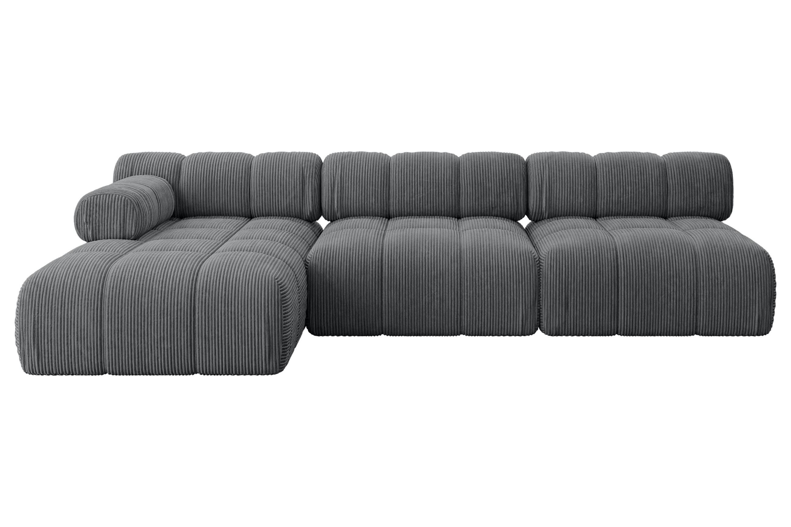 ECKSOFA modulares Sofa Razon-L2 - 285x160x70 cm Dunkelgrau Cord - Dunkelgrau, Holzwerkstoff/Textil (285/160cm) - ALTDECOR